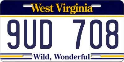 WV license plate 9UD708