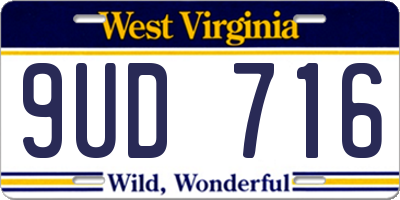 WV license plate 9UD716