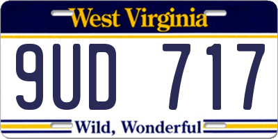 WV license plate 9UD717