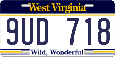 WV license plate 9UD718