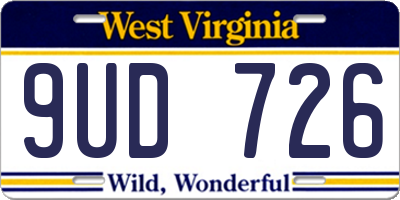 WV license plate 9UD726