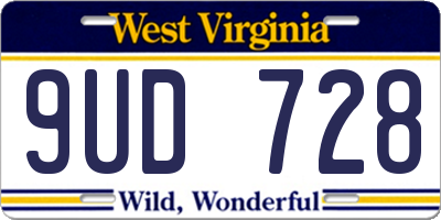 WV license plate 9UD728