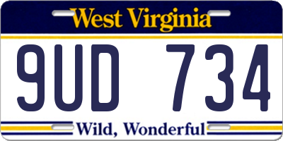 WV license plate 9UD734