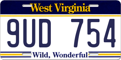 WV license plate 9UD754