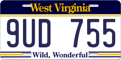 WV license plate 9UD755