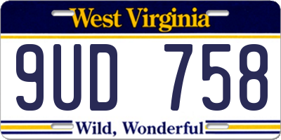 WV license plate 9UD758