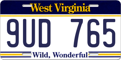 WV license plate 9UD765