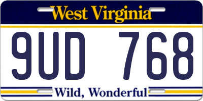 WV license plate 9UD768
