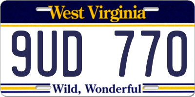 WV license plate 9UD770