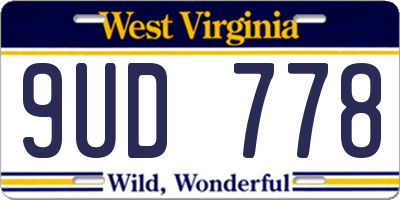 WV license plate 9UD778