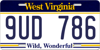 WV license plate 9UD786