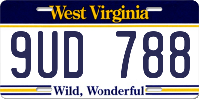 WV license plate 9UD788
