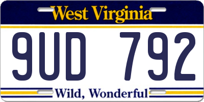 WV license plate 9UD792