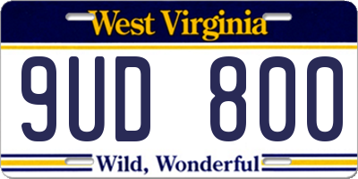 WV license plate 9UD800