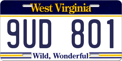 WV license plate 9UD801