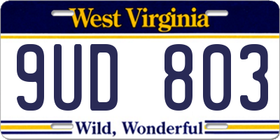 WV license plate 9UD803