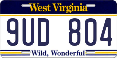WV license plate 9UD804