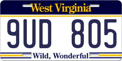 WV license plate 9UD805