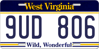 WV license plate 9UD806