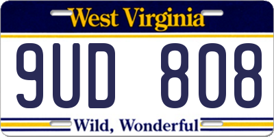 WV license plate 9UD808