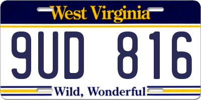 WV license plate 9UD816