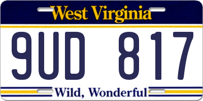 WV license plate 9UD817