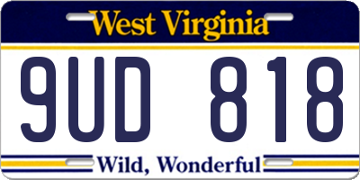 WV license plate 9UD818