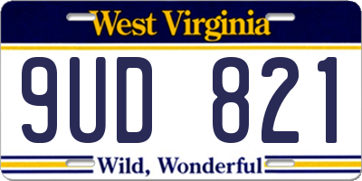 WV license plate 9UD821