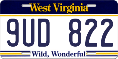 WV license plate 9UD822