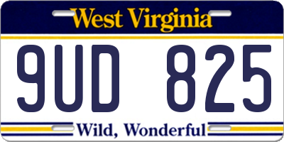 WV license plate 9UD825