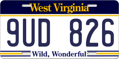 WV license plate 9UD826