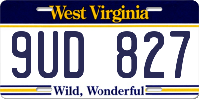 WV license plate 9UD827