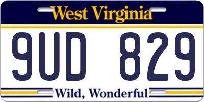 WV license plate 9UD829