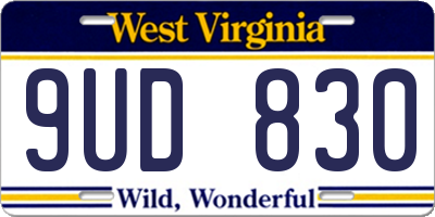 WV license plate 9UD830
