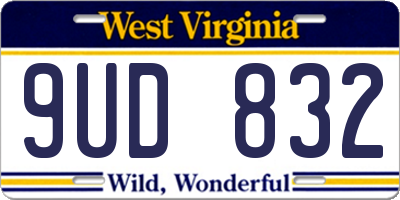 WV license plate 9UD832