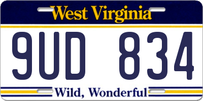 WV license plate 9UD834