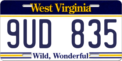 WV license plate 9UD835