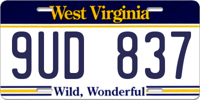 WV license plate 9UD837