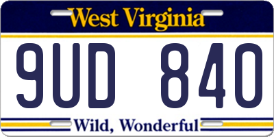 WV license plate 9UD840