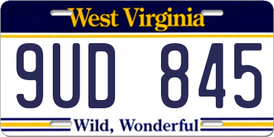 WV license plate 9UD845