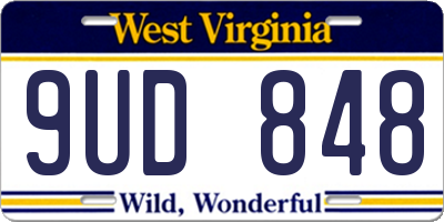 WV license plate 9UD848