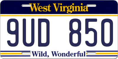 WV license plate 9UD850