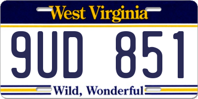 WV license plate 9UD851