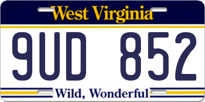 WV license plate 9UD852