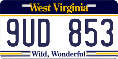 WV license plate 9UD853