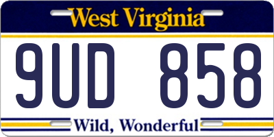 WV license plate 9UD858
