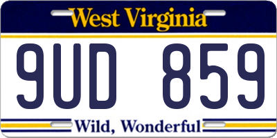 WV license plate 9UD859
