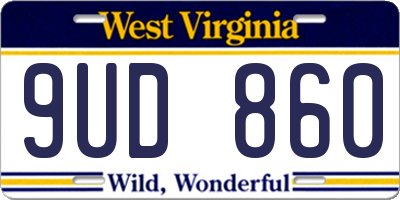 WV license plate 9UD860