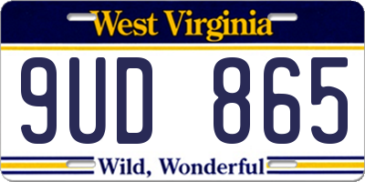 WV license plate 9UD865