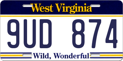 WV license plate 9UD874